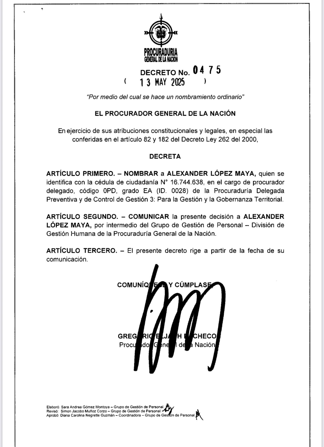 Decreto Alexander Lopez
