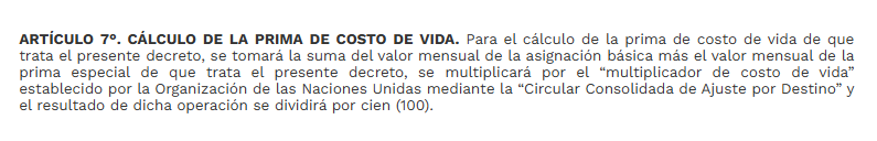 Cálculo de la prima de costo de vida