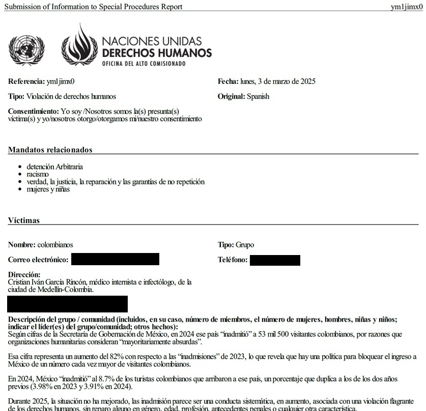 Denuncia en ONU