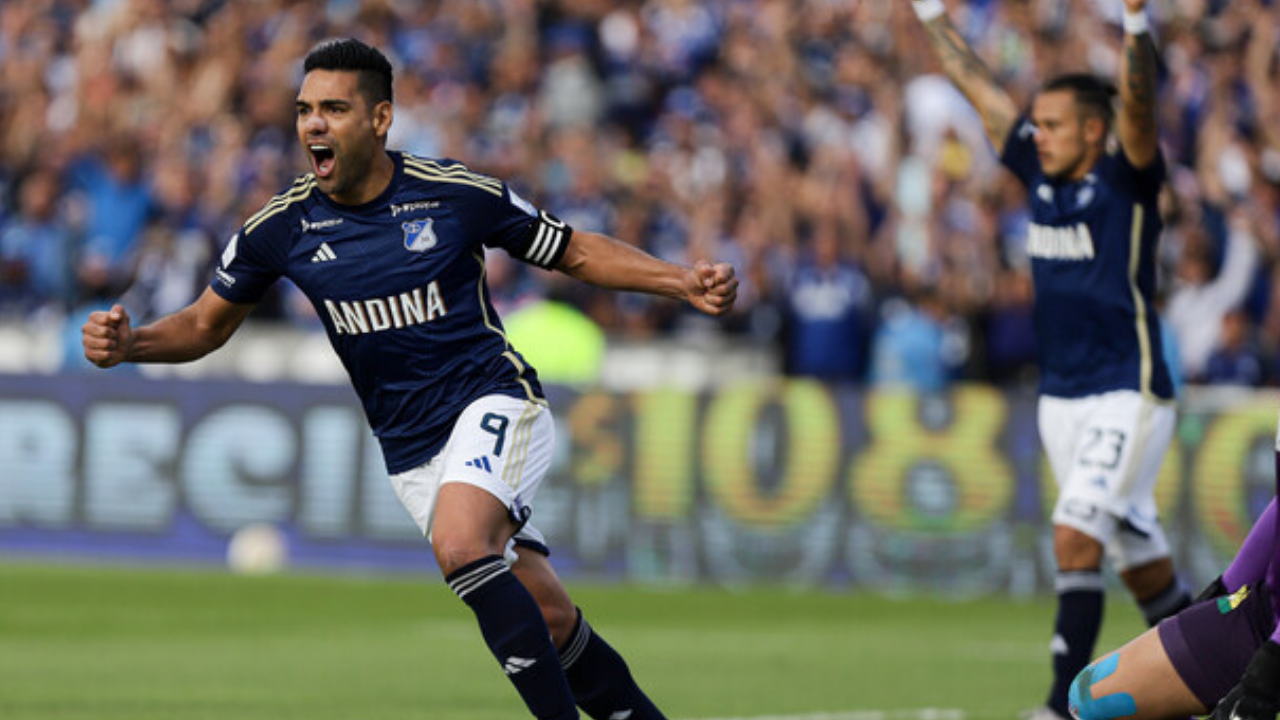 Falcao celebra gol de Millonarios contra Bucaramanga