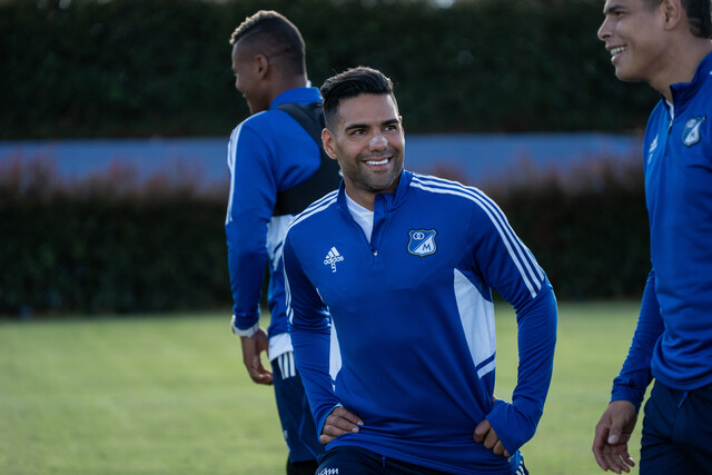 Falcao en el entrenamiento con Millonarios