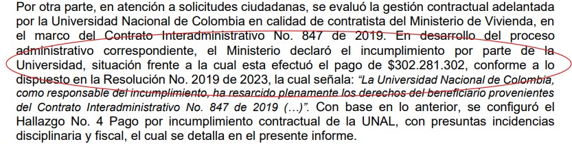 Hallazgos de la Contraloría en la Unal