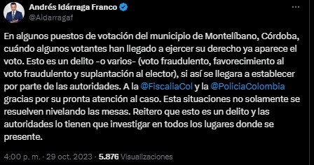 Trino de Andrés Idárraga sobre Montelíbano