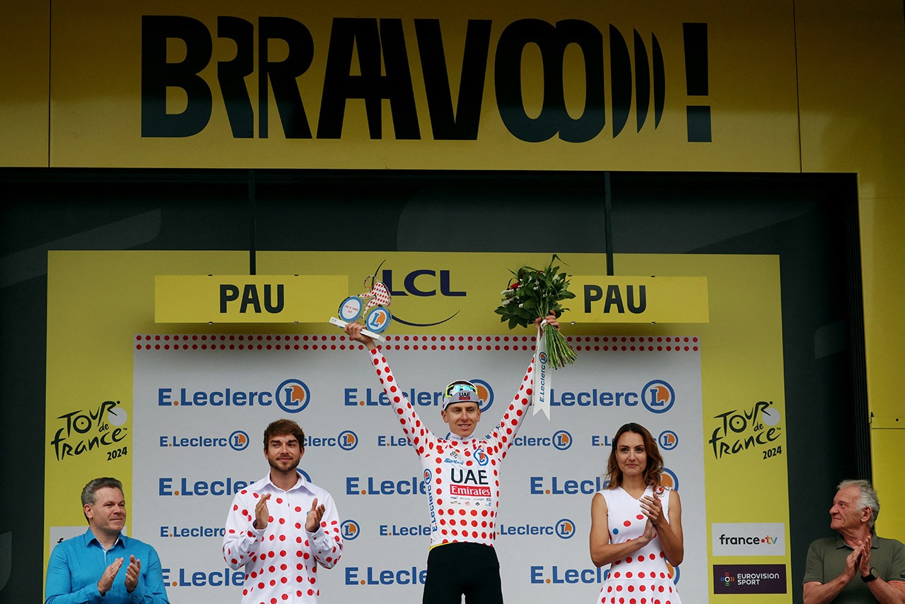 Camiseta de puntos rojos lunares rojos tour de francia