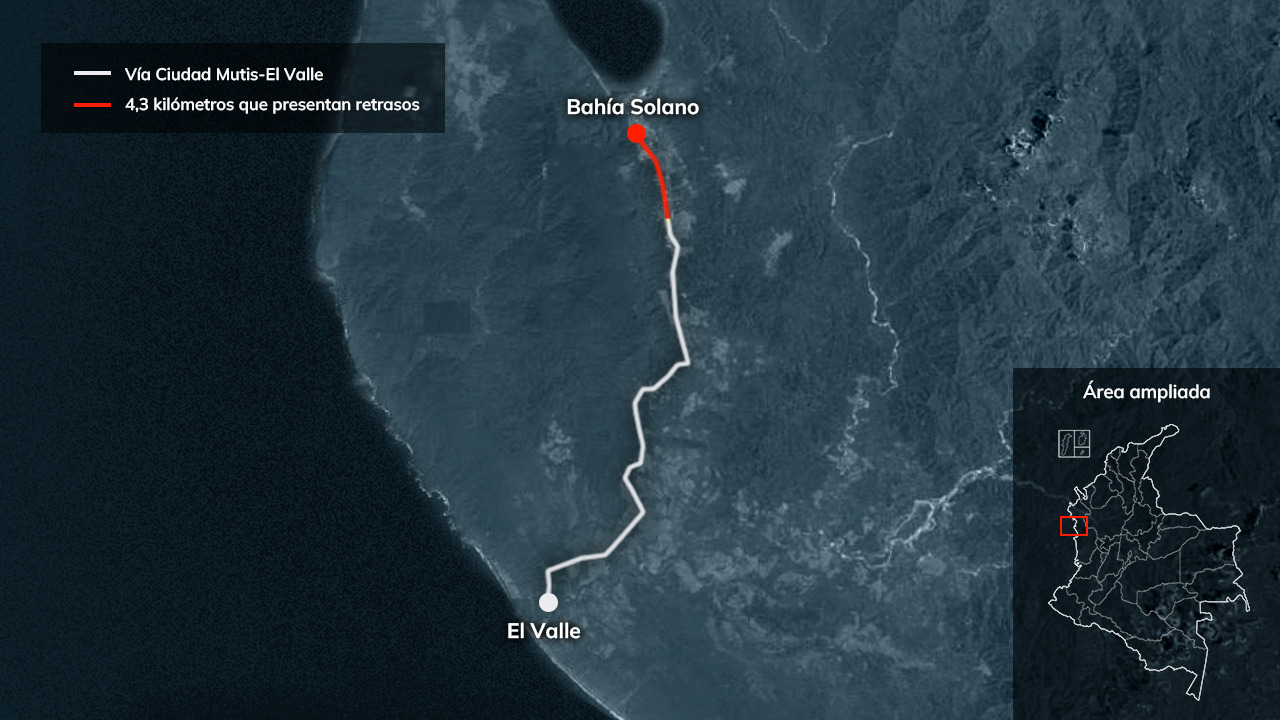 Mapa obra Bahía Solanos pavimentación a El Valle