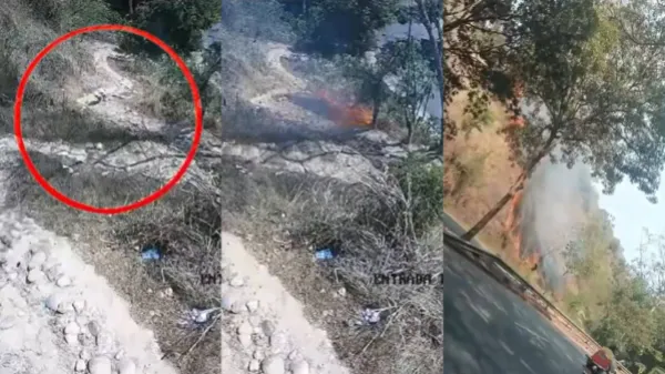 En video quedó registrado cuando un hombre provoca incendio en Santander