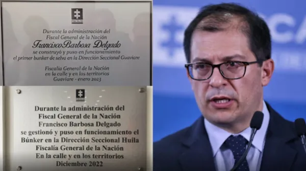 Un juez ordenó retirar las placas que el exfiscal Francisco Barbosa instaló para exaltar su gestión