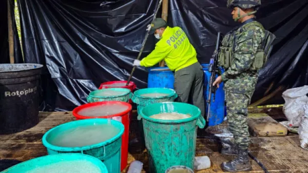 Ejército halla más de dos toneladas de clorhidrato de cocaína en laboratorio del Clan del Golfo en Antioquia